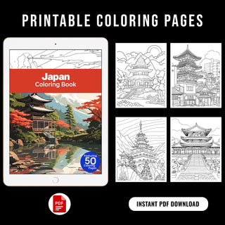 50 Beautiful Japan Printable Coloring Pages For Kids & Adults (INSTANT DOWNLOAD)
