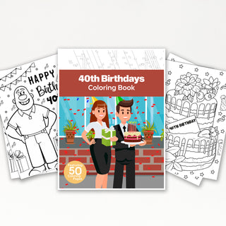 50 Celebratory 40th Birthday Printable Coloring Pages For Kids & Adults (INSTANT DOWNLOAD)