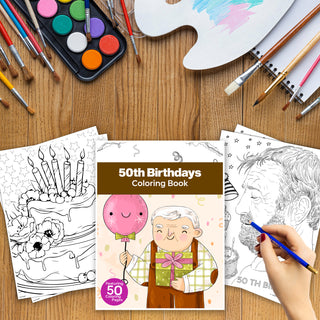 50 Golden 50th Birthday Printable Coloring Pages For Kids & Adults (INSTANT DOWNLOAD)