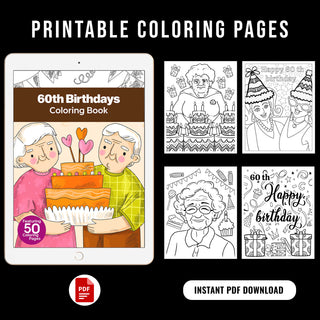 50 Diamond 60th Birthday Printable Coloring Pages For Kids & Adults (INSTANT DOWNLOAD)