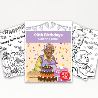 50 Memorable 90th Birthday Printable Coloring Pages For Kids & Adults (INSTANT DOWNLOAD)