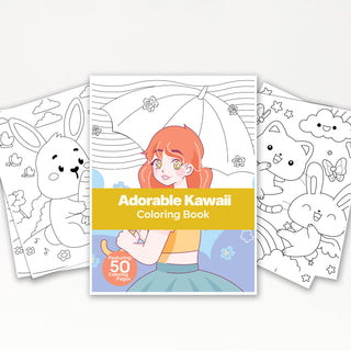 50 Adorable Kawaii Printable Coloring Pages For Kids & Adults (INSTANT DOWNLOAD)