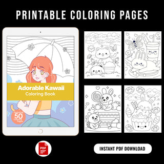 50 Adorable Kawaii Printable Coloring Pages For Kids & Adults (INSTANT DOWNLOAD)