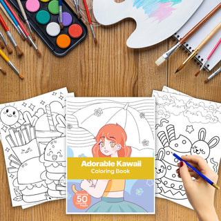 50 Adorable Kawaii Printable Coloring Pages For Kids & Adults (INSTANT DOWNLOAD)