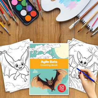 50 Agile Bats Printable Coloring Pages For Kids & Adults (INSTANT DOWNLOAD)
