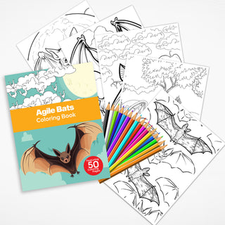 50 Agile Bats Printable Coloring Pages For Kids & Adults (INSTANT DOWNLOAD)