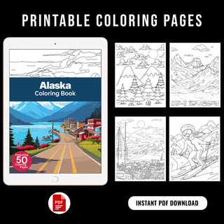 50 Majestic Alaska Printable Coloring Pages For Kids & Adults (INSTANT DOWNLOAD)