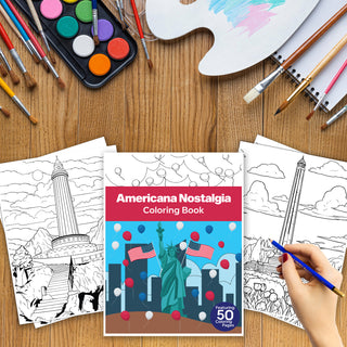 50 Americana Nostalgia Printable Coloring Pages For Kids & Adults (INSTANT DOWNLOAD)