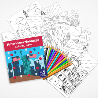 50 Americana Nostalgia Printable Coloring Pages For Kids & Adults (INSTANT DOWNLOAD)