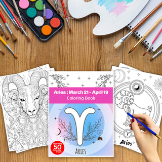 50 Awesome Aries Printable Coloring Pages For Kids & Adults (INSTANT DOWNLOAD)