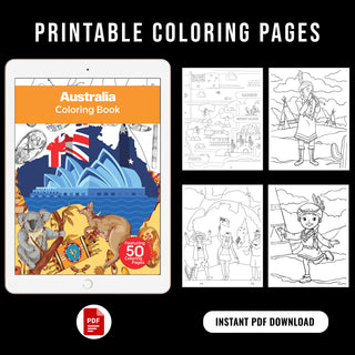 50 Beautiful Australia Printable Coloring Pages For Kids & Adults (INSTANT DOWNLOAD)