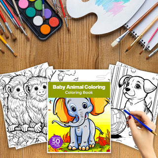 50 Baby Animal Printable Coloring Pages For Kids & Adults (INSTANT DOWNLOAD)