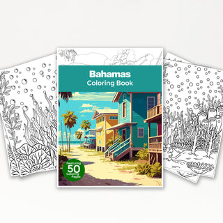 50 Tropical Bahamas Printable Coloring Pages For Kids & Adults (INSTANT DOWNLOAD)