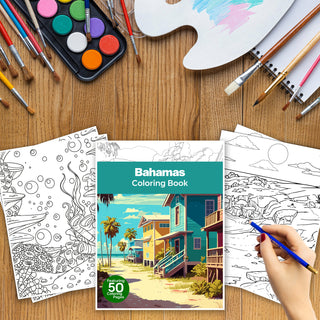 50 Tropical Bahamas Printable Coloring Pages For Kids & Adults (INSTANT DOWNLOAD)