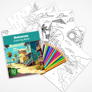 50 Tropical Bahamas Printable Coloring Pages For Kids & Adults (INSTANT DOWNLOAD)