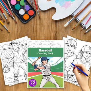50 Baseball Printable Coloring Pages For Kids & Adults (INSTANT DOWNLOAD)