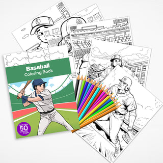 50 Baseball Printable Coloring Pages For Kids & Adults (INSTANT DOWNLOAD)