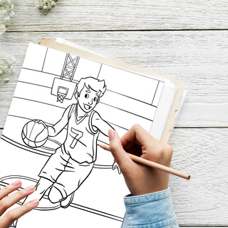 50 Slam Dunk Basketball Printable Coloring Pages For Kids & Adults (INSTANT DOWNLOAD)
