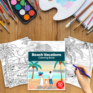 50 Beach Vacation Printable Coloring Pages For Kids & Adults (INSTANT DOWNLOAD)