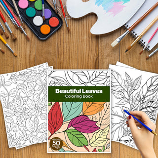 50 Beautiful Leaf Printable Coloring Pages For Kids & Adults (INSTANT DOWNLOAD)