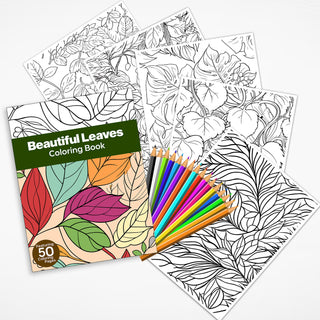 50 Beautiful Leaf Printable Coloring Pages For Kids & Adults (INSTANT DOWNLOAD)