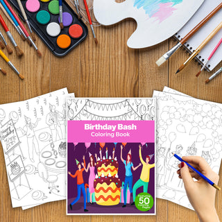 50 Birthday Bash Printable Coloring Pages For Kids & Adults (INSTANT DOWNLOAD)