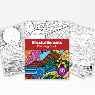 50 Blissful Sunset Printable Coloring Pages For Kids & Adults (INSTANT DOWNLOAD)