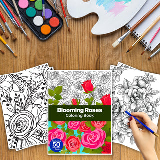 50 Blooming Rose Printable Coloring Pages For Kids & Adults (INSTANT DOWNLOAD)