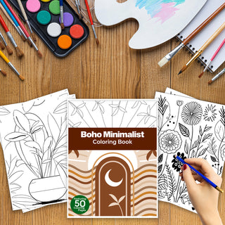 50 Boho Minimalist Printable Coloring Pages For Kids & Adults (INSTANT DOWNLOAD)