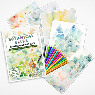 50 Botanical Bliss Printable Reverse Coloring Pages For Kids And Adults [INSTANT DOWNLOAD]