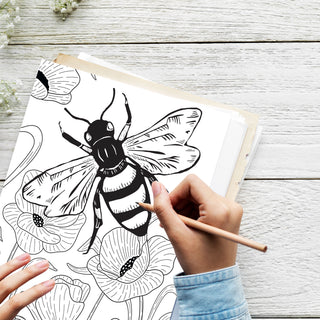 50 Buzzing Bees Printable Coloring Pages For Kids And Adults (INSTANT DOWNLOAD)