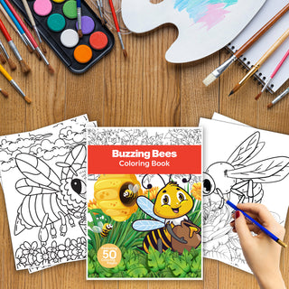 50 Buzzing Bees Printable Coloring Pages For Kids And Adults (INSTANT DOWNLOAD)