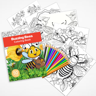 50 Buzzing Bees Printable Coloring Pages For Kids And Adults (INSTANT DOWNLOAD)