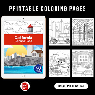 50 Vibrant California Printable Coloring Pages For Kids & Adults (INSTANT DOWNLOAD)