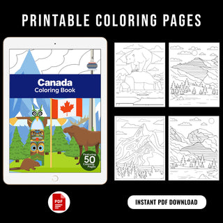 50 Amazing Canada Printable Coloring Book For Kids & Adults (INSTANT DOWNLOAD)