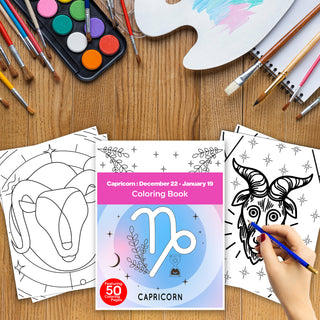 50 Amazing Capricorn Printable Coloring Pages for Kids & Adults (INSTANT DOWNLOAD)