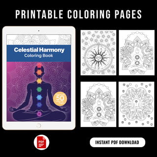 50 Celestial Harmony Printable Coloring Pages For Kids & Adults (INSTANT DOWNLOAD)