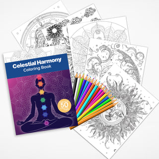 50 Celestial Harmony Printable Coloring Pages For Kids & Adults (INSTANT DOWNLOAD)