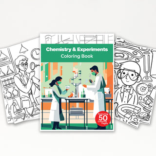 50 Chemistry & Experiments Printable Coloring Pages For Kids & Adults (INSTANT DOWNLOAD)