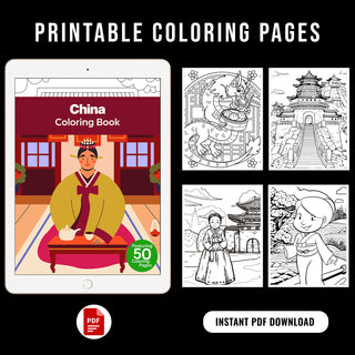 50 Best China Printable Coloring Pages For Kids & Adults (INSTANT DOWNLOAD)