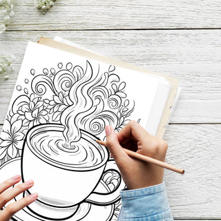 Coffee Bliss Printable Coloring Pages For Adults (INSTANT DOWNLOAD)