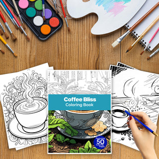 Coffee Bliss Printable Coloring Pages For Adults (INSTANT DOWNLOAD)