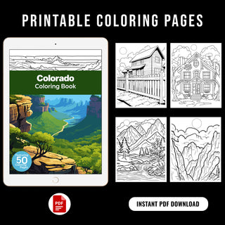 50 Breathtaking Colorado Printable Coloring Pages For Kids & Adults (INSTANT DOWNLOAD)