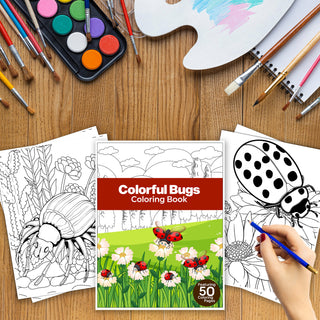 50 Colorful Bugs Printable Coloring Pages For Kids & Adults (INSTANT DOWNLOAD)