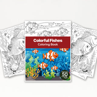 50 Colorful Fish Printable Coloring Pages For Kids & Adults (INSTANT DOWNLOAD)