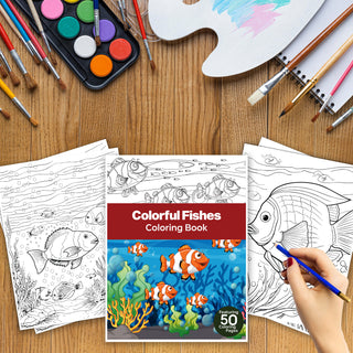 50 Colorful Fish Printable Coloring Pages For Kids & Adults (INSTANT DOWNLOAD)