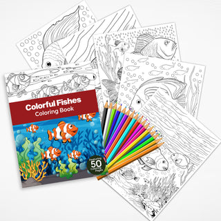 50 Colorful Fish Printable Coloring Pages For Kids & Adults (INSTANT DOWNLOAD)