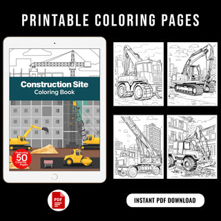 50 Construction Site Printable Coloring Pages For Kids & Adults (INSTANT DOWNLOAD)