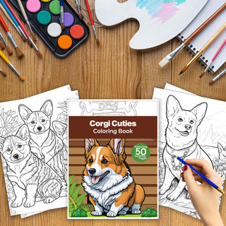 50 Corgi Cutie Printable Coloring Pages For Kids & Adults (INSTANT DOWNLOAD)