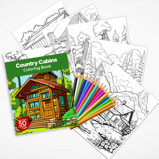 50 Serene Country Cabin Printable Coloring Pages For Kids & Adults (INSTANT DOWNLOAD)